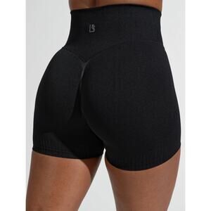 Buffbunny Ribbed Seamless Scrunch Short Onyx Black Size Small